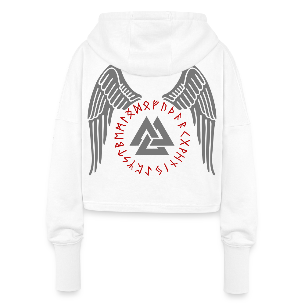 Valknut Cropped Women’s Hoodie - white