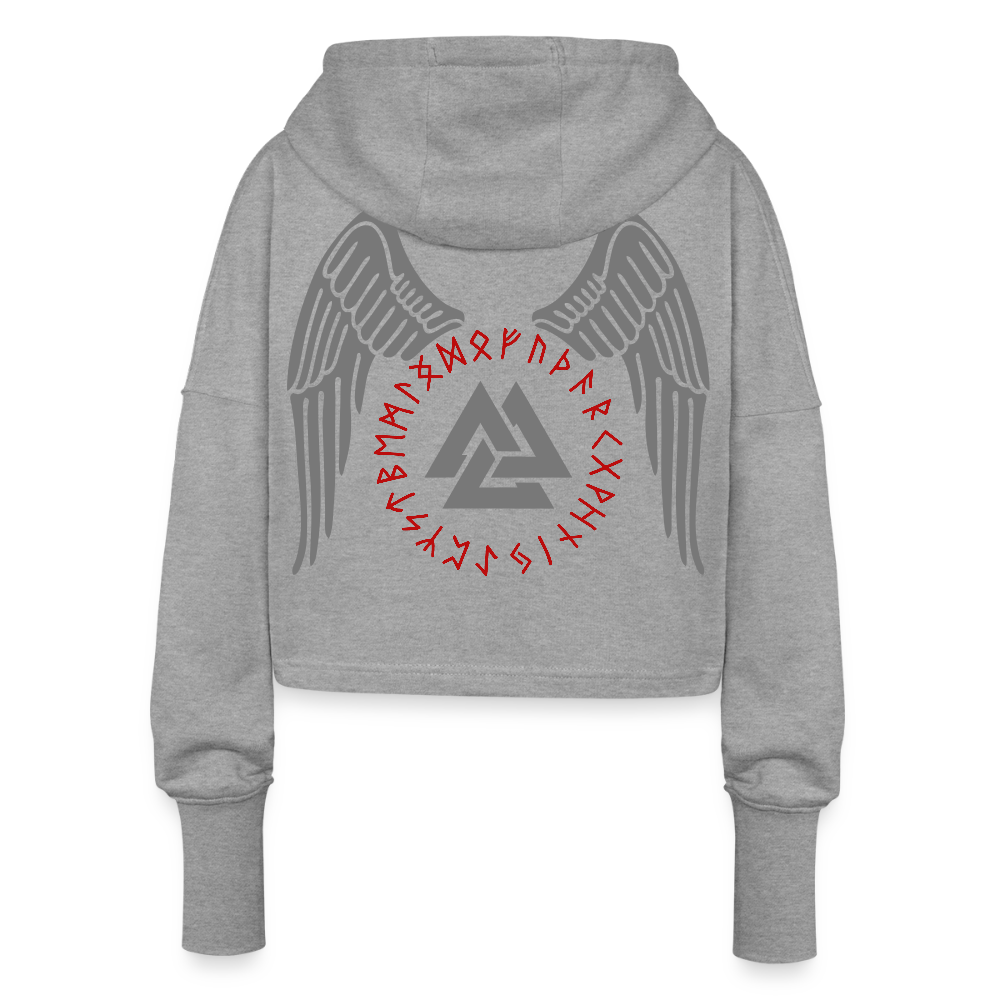 Valknut Cropped Women’s Hoodie - heather grey