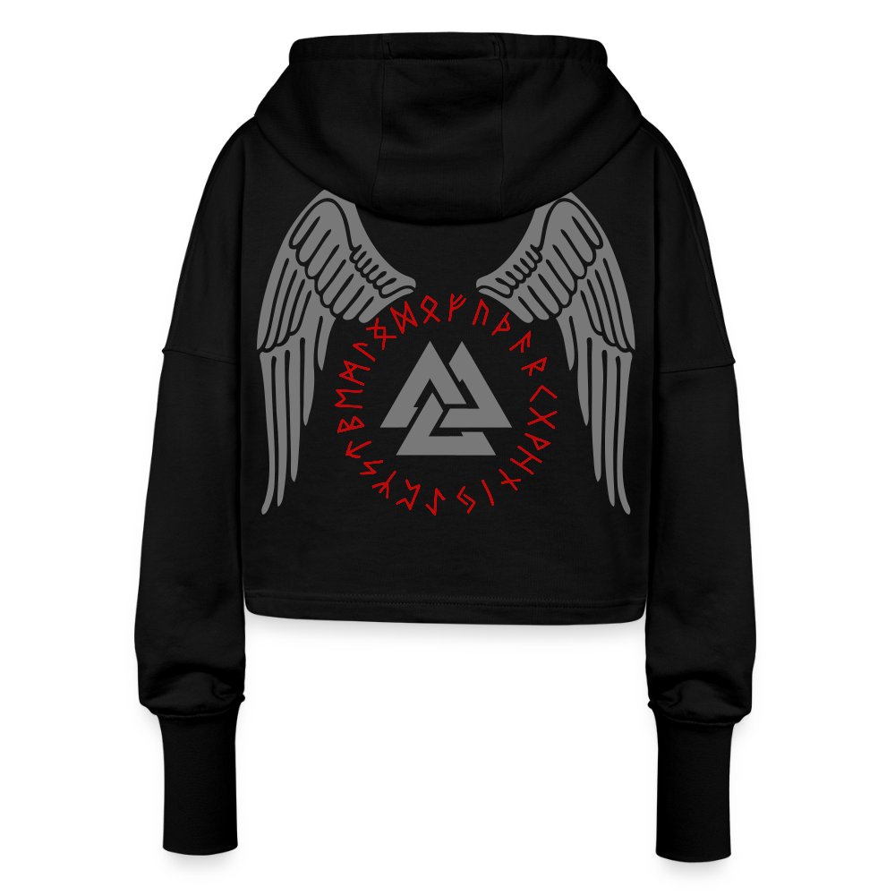 Valknut Cropped Women’s Hoodie - black