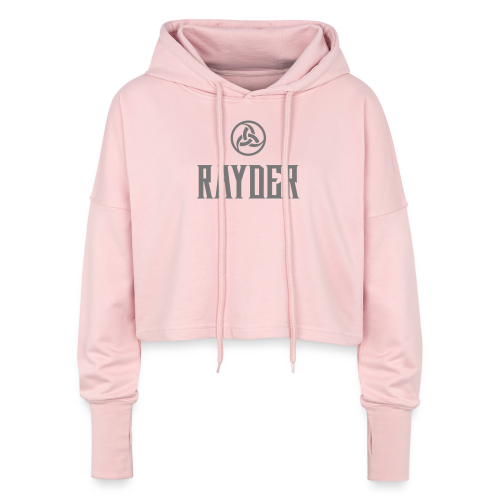 Valknut Cropped Women’s Hoodie - light pink