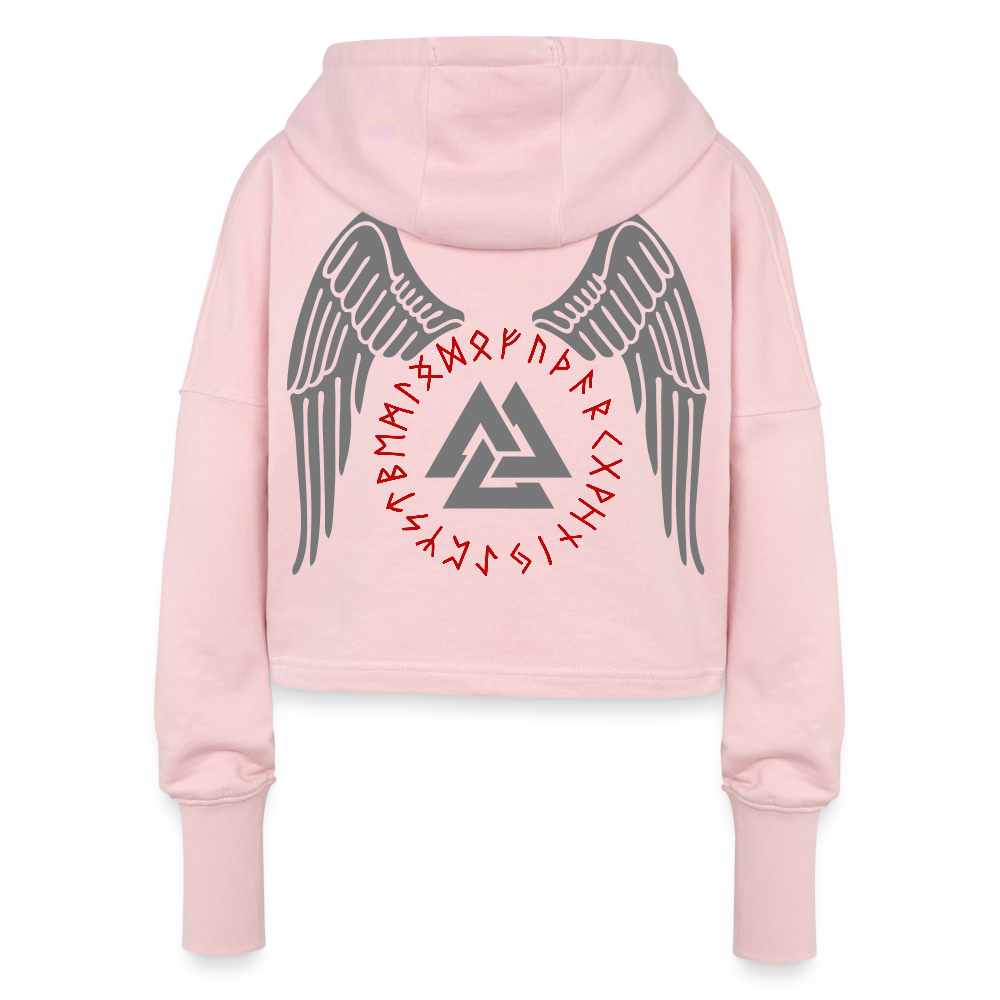 Valknut Cropped Women’s Hoodie - light pink